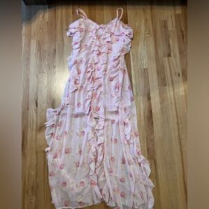 Pink floral ruffle dress